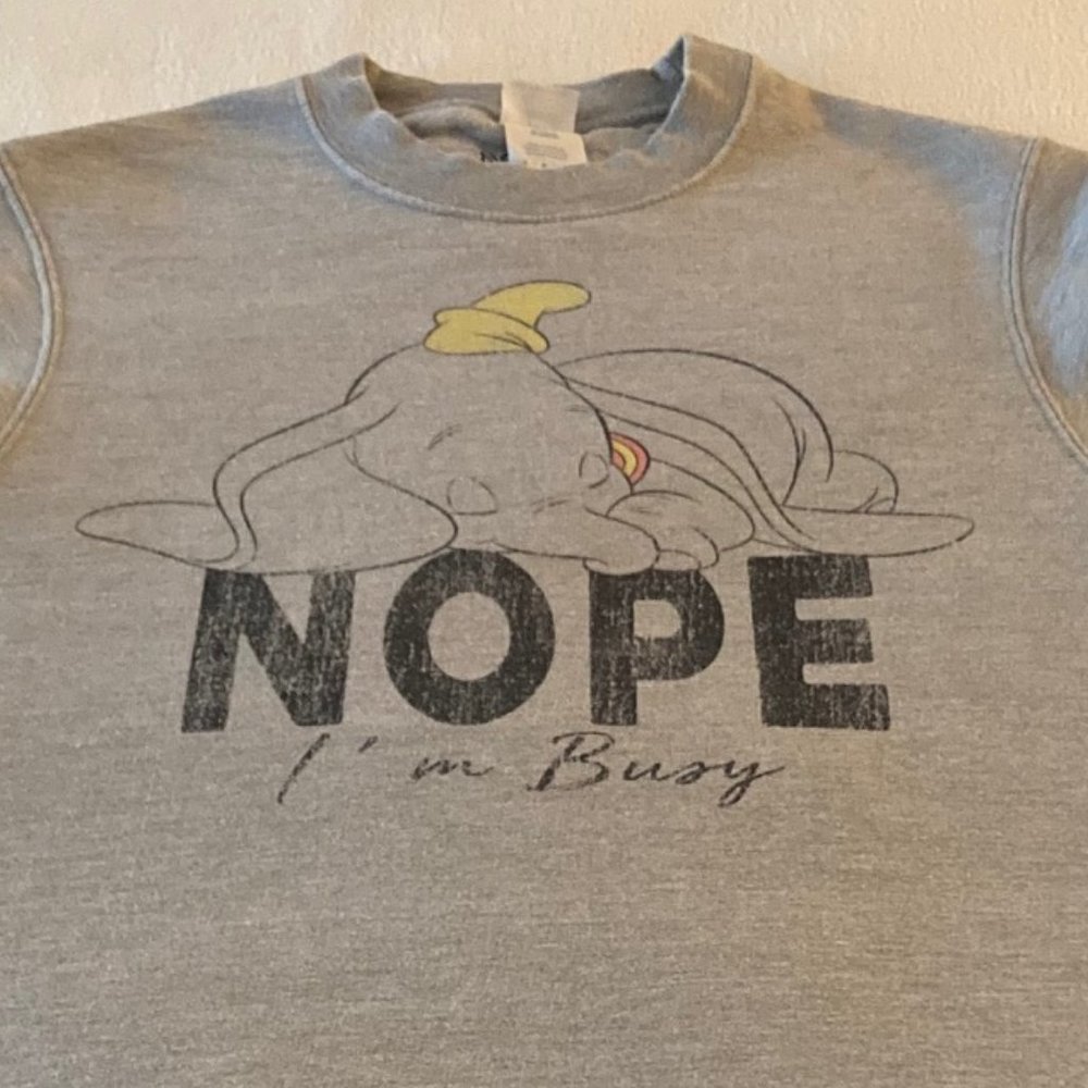 Disney Dumbo Elephant Nope crewneck graphic sweatshirt heather gray/grey